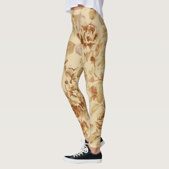 Gold Floral Popular Leggings (Left)
