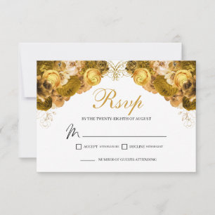 Gold Floral RSVP Enclosure Card