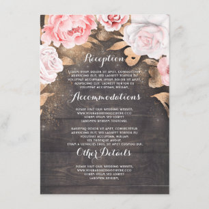 Gold Floral Rustic Wedding Information Guest Enclosure Card