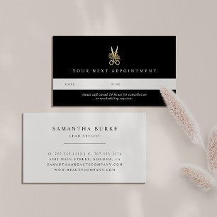 Gold Floral Scissors Hair Salon or Stylist Appointment Card