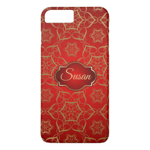 Gold Floral Swirls & Red Background Case-Mate iPhone Case