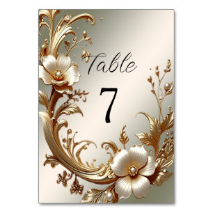 Gold Floral Table Number