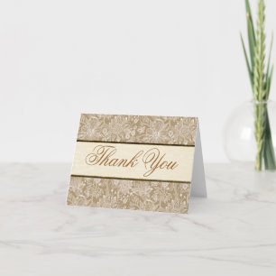 Gold Floral Thank You Card