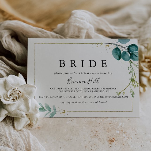 Gold Floral Tropical Greenery Bride Bridal Shower Invitation (Creator Uploaded)