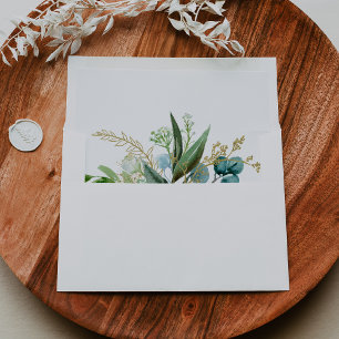Gold Floral Tropical Greenery Wedding Invitation Envelope