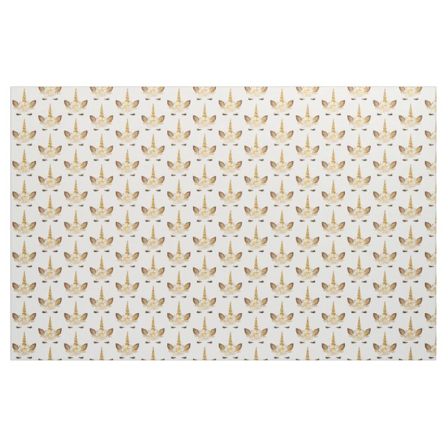 Gold Floral Unicorn Fabric (Yard)