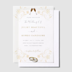 Gold Floral Vellum Wedding Invitation Template