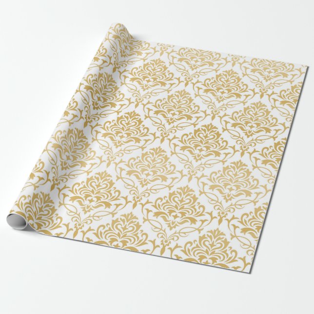 Gold floral vintage damasks wrapping paper (Unrolled)