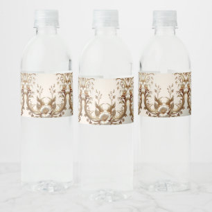 Gold Floral Water Bottle Label