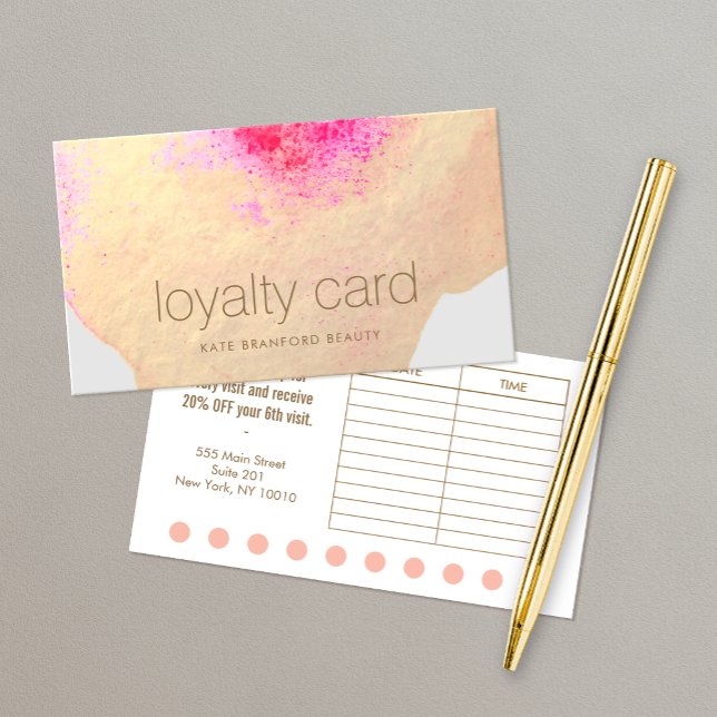 Gold Floral Watercolor 10 Punch Salon Loyalty Card (Creator Uploaded)