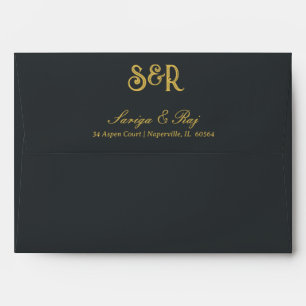 Gold Floral Wedding Invitation Envelope