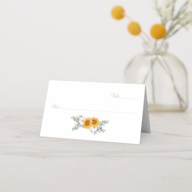 Gold Floral Wedding Place Card (Front)