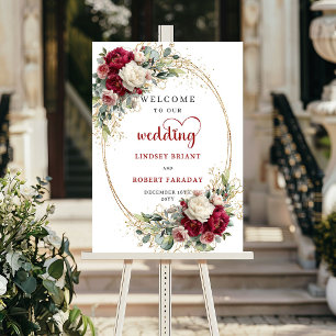 Gold Floral Wedding Welcome Sign Elegant Poster