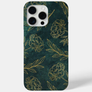 Gold Floral with Green Texture  iPhone 15 Pro Max Case