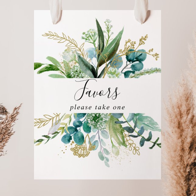 Gold Floral With Tropical Greenery Favours Sign (Creator Uploaded)