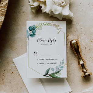 Gold Floral With Tropical Greenery RSVP