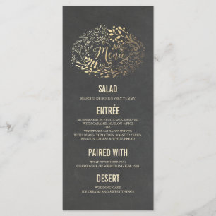 Gold Florals wedding menu cards