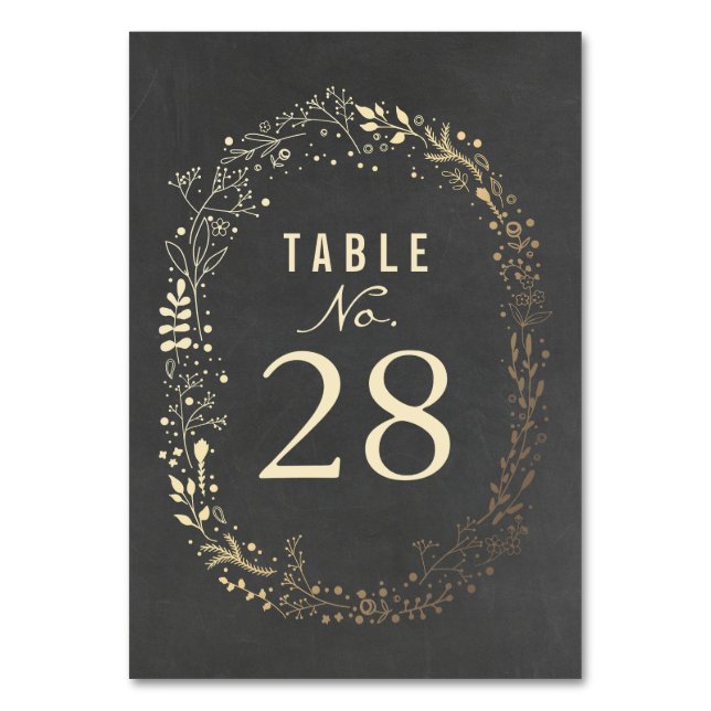 Gold Florals Wedding Table Numbers (Front)