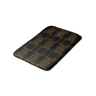 Gold flourish abstract design bath mat