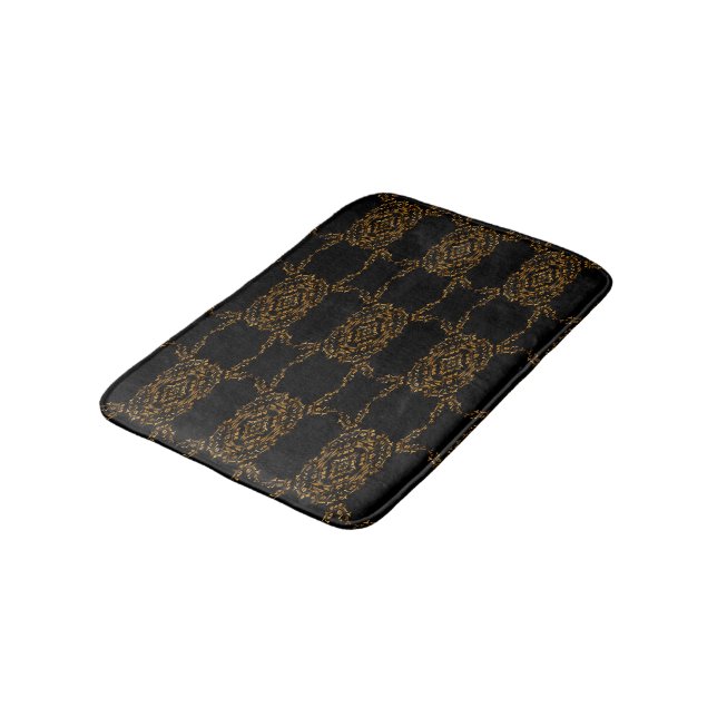 Gold flourish abstract design bath mat (Angled)