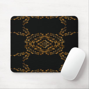 Gold flourish abstract design mouse pad