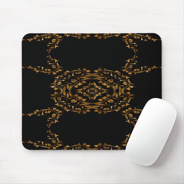 Gold flourish abstract design mouse pad (With Mouse)