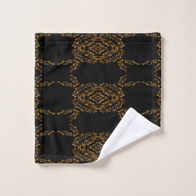 Gold flourish abstract design wash cloth (Wash Cloth)