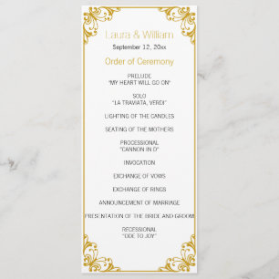 Gold Flourish Wedding Program Programme