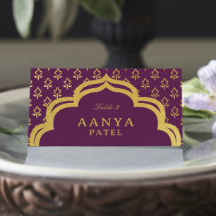 Gold Flower and Mundap Arch Wedding Escort Name Place Card