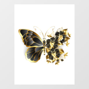 Gold Flower Butterfly with Black Orchid
