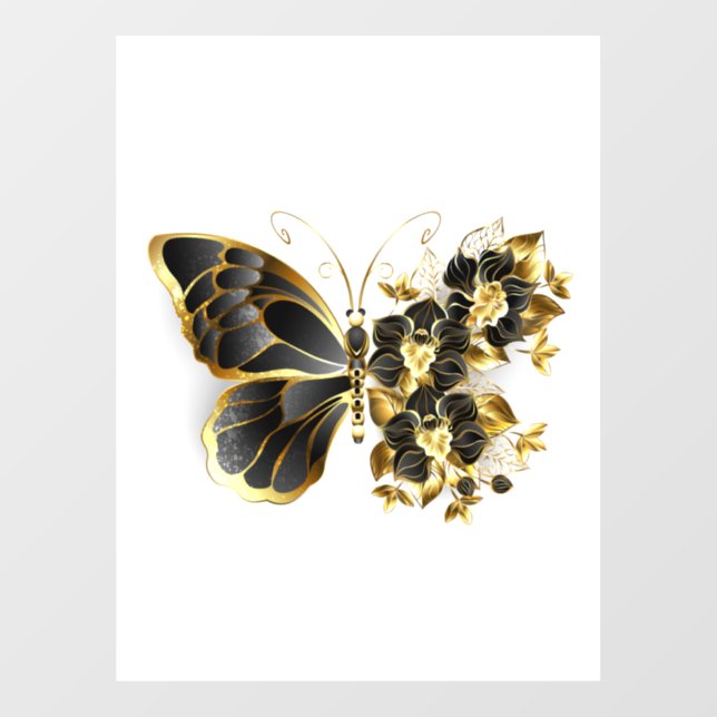 Gold Flower Butterfly with Black Orchid (Sheet)