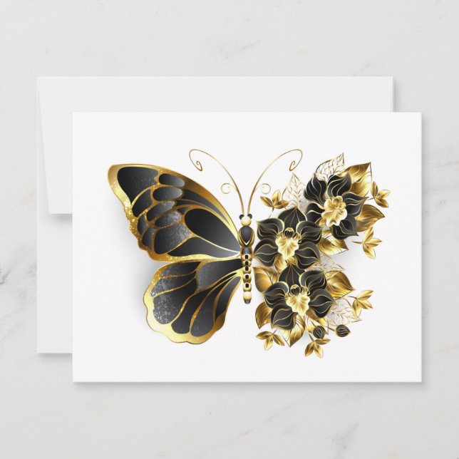 Gold Flower Butterfly with Black Orchid (Front)