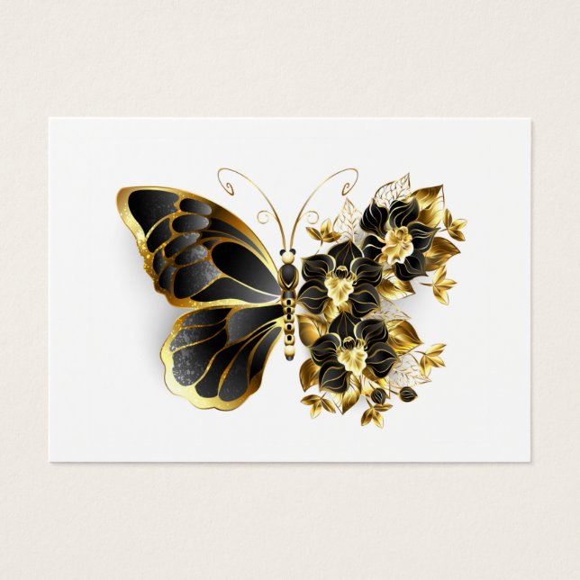 Gold Flower Butterfly with Black Orchid (Front)