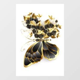 Gold Flower Butterfly with Black Orchid