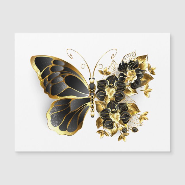 Gold Flower Butterfly with Black Orchid (Front)