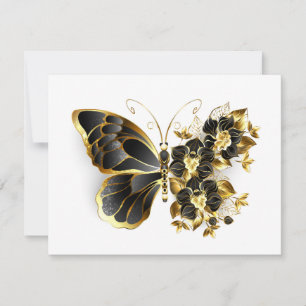 Gold Flower Butterfly with Black Orchid Announcement