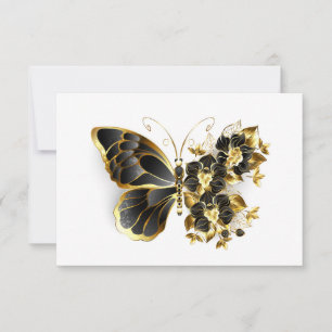 Gold Flower Butterfly with Black Orchid Announcement