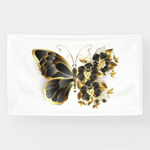 Gold Flower Butterfly with Black Orchid Banner