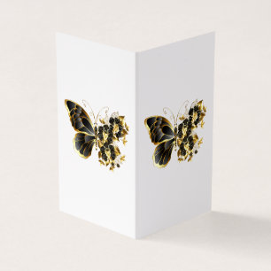 Gold Flower Butterfly with Black Orchid Business Card
