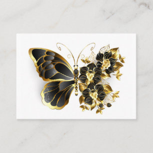 Gold Flower Butterfly with Black Orchid Business Card