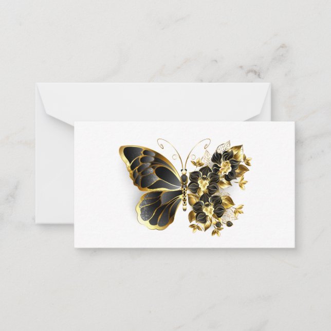 Gold Flower Butterfly with Black Orchid Card (Front)