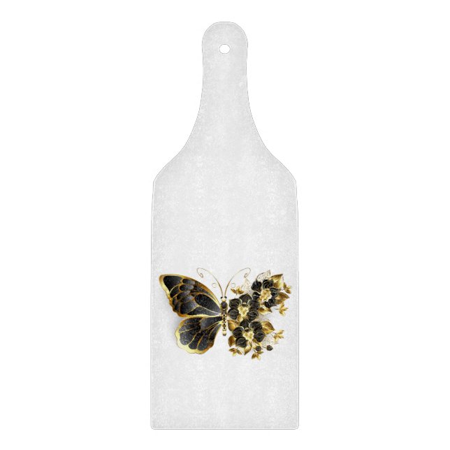 Gold Flower Butterfly with Black Orchid Cutting Board (Front)