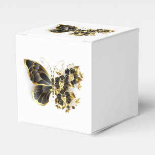 Gold Flower Butterfly with Black Orchid Favour Box