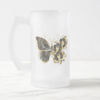 Gold Flower Butterfly with Black Orchid