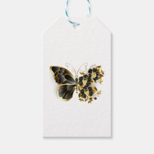 Gold Flower Butterfly with Black Orchid Gift Tags