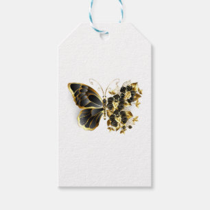 Gold Flower Butterfly with Black Orchid Gift Tags