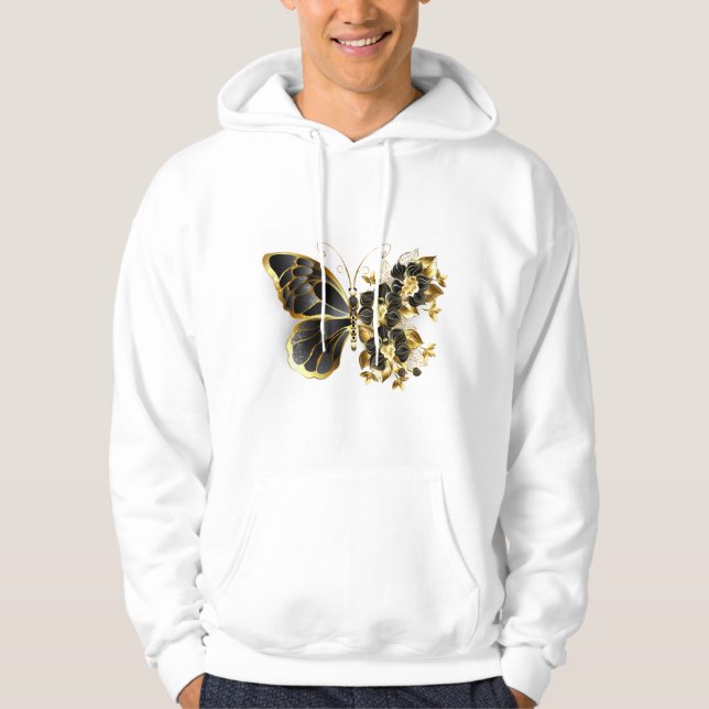 Gold Flower Butterfly with Black Orchid Hoodie (Front)