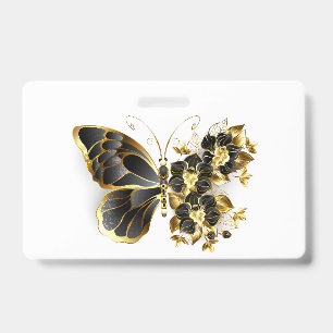Gold Flower Butterfly with Black Orchid ID Badge
