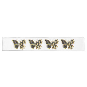 Gold Flower Butterfly with Black Orchid Long Table Runner