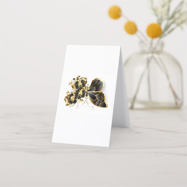 Gold Flower Butterfly with Black Orchid Loyalty Card (Back)